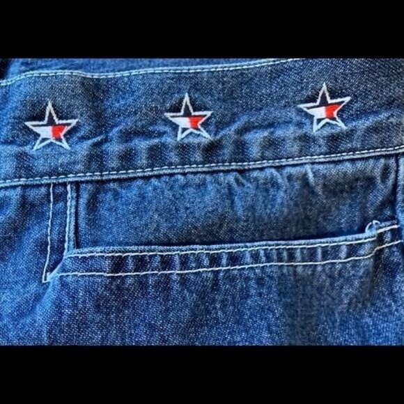Tommy Jeans Tommy Girl Y2K Women’s Sz 9 Cropped Wide Leg Jeans Embroidered Stars - Picture 8 of 12